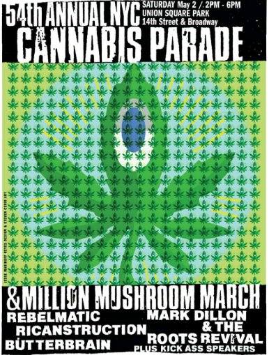 54th Annual NYC Cannabis Parade Concert — Union Square Park May 2 2026 — Rebelmatic, Ricanstruction, Butterbrain, Mark Dillon & The Roots Revival
